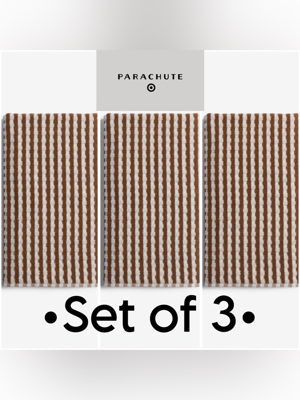 Parachute x Target Terry Check Bath Towels •Pecan• Set of 3